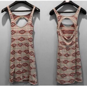 Obey Aztec Patterned Mini Dress Red and Grey